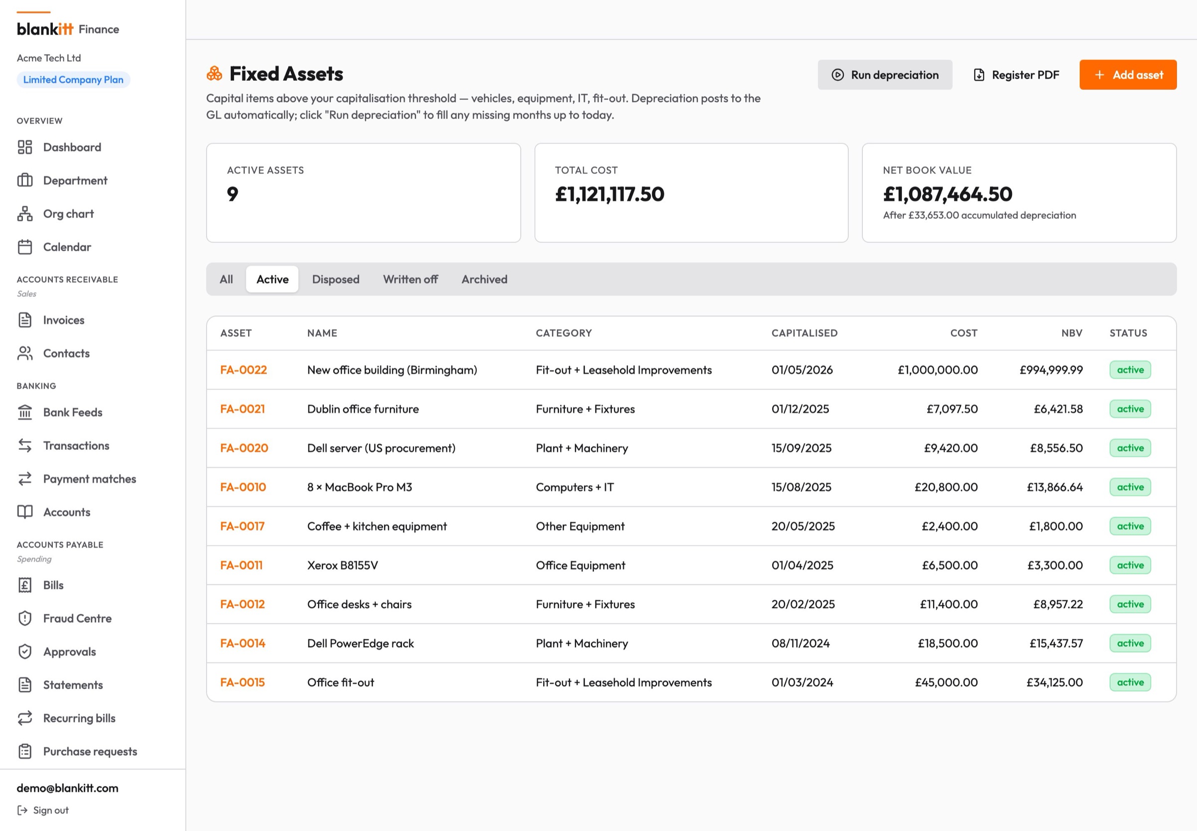 Blankitt Finance fixed assets with the HMRC Capital Allowances helper